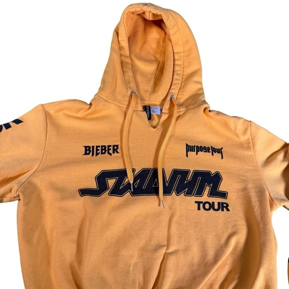 Divided by H&M Justin Bieber Stadium Tour Womens Yellow Black Hoodie Size Medium - Picture 3 of 13